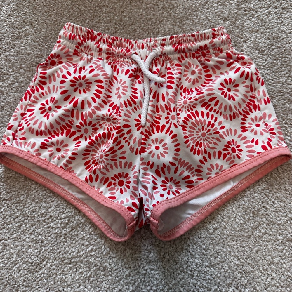 Pink Red and White Boys Swim Trunks